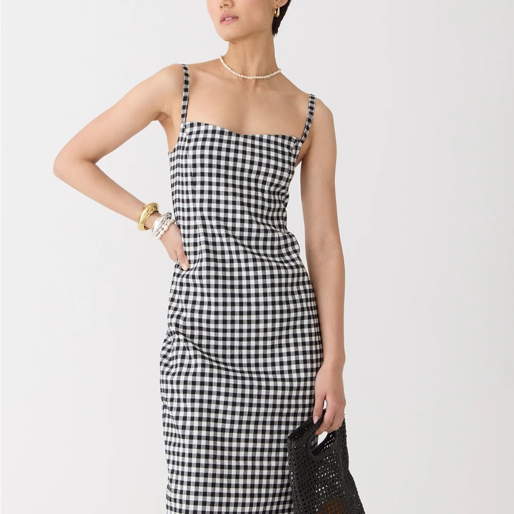 JCrew NWT Sweetheart linen-blend sheath dress in gingham